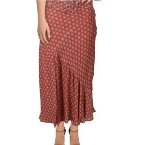 Nicholas Orange Silk Printed Skirt